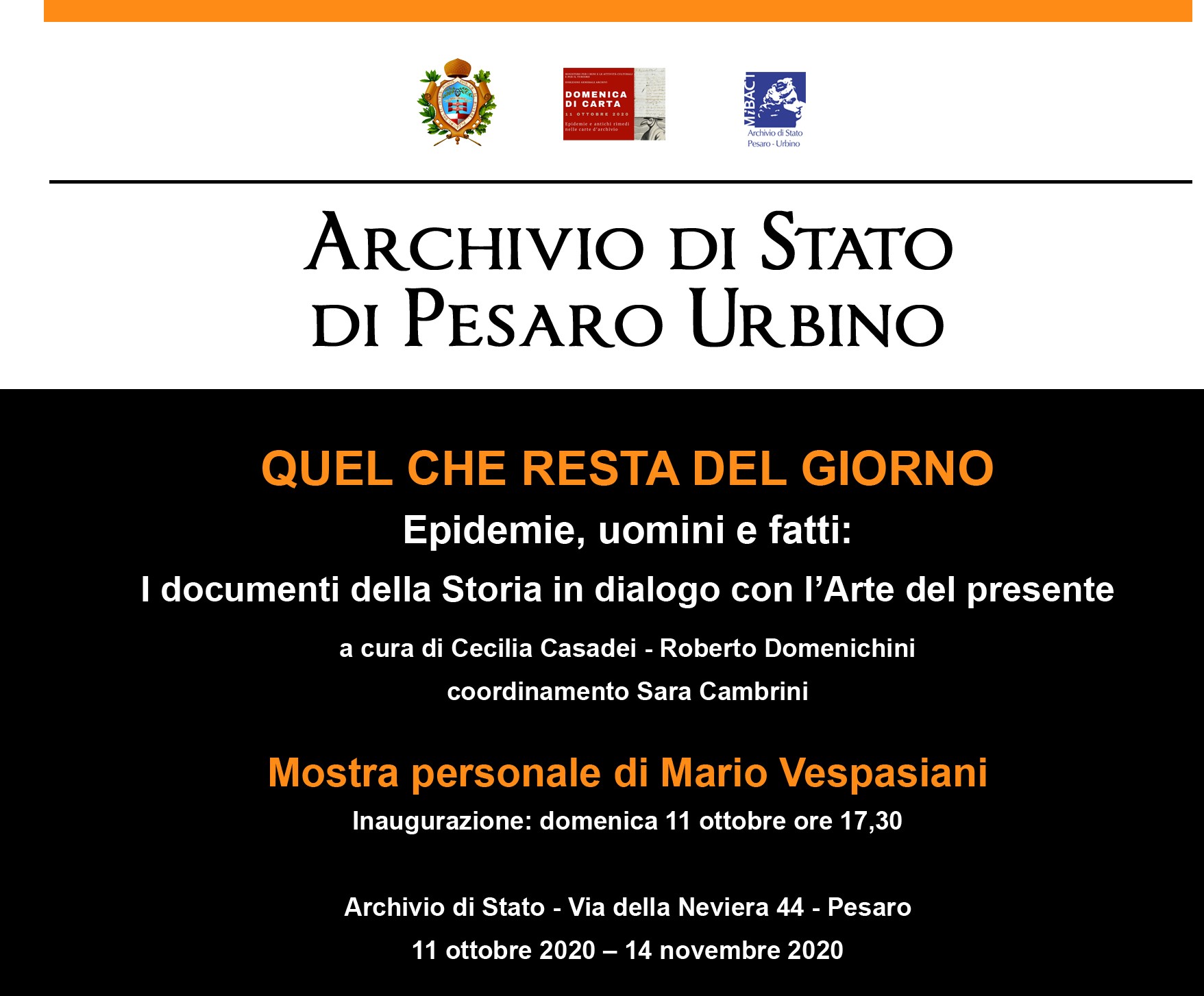 Quel che resta del giorno. Epidemie, uomini e fatti: i documenti della Storia in dialogo con l'Arte del presente
